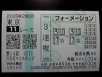 2009年NHKマイルカップ　三連複31万8540円　的中！！